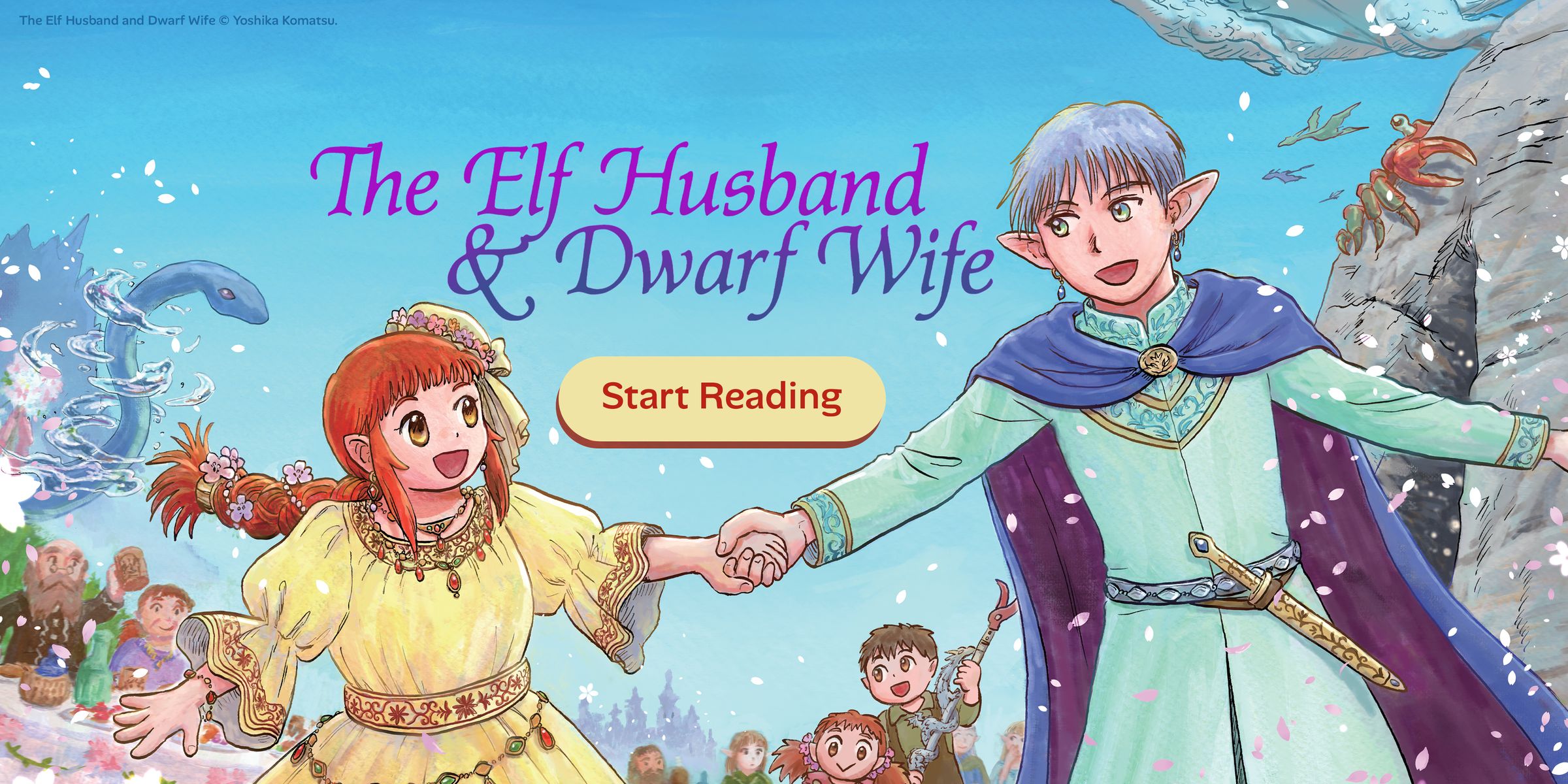 “Who cares if our races and cultures are different. We got married anyway!”

Introducing a heartwarming story about the relationship between one talkative male elf, and one buff female dwarf! Written and illustrated by acclaimed Japanese children’s author